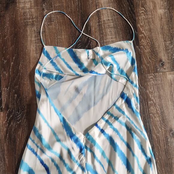Retrofete Amika Dress in Blue Zebra Size XL Maxi Sleeveless Silk - Picture 7 of 13